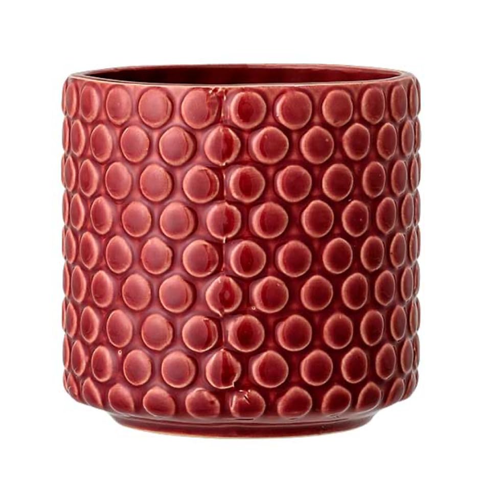 Nordring Ceramic Flower Pot Dotty - colorful Planter, Pot for plants, sukkulents Size M (12,5 cm ø) Dia 5'' H 5'', Stoneware, red