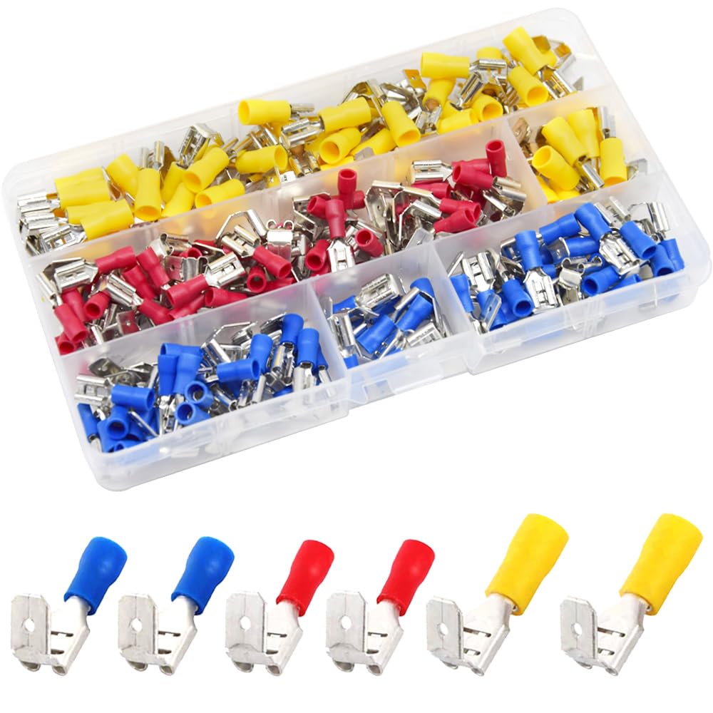 Yosawo 150-pieces Insulated Piggyback Spade Crimp Terminal Connector（PVJ)