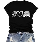 LuxLass Womens Off Road Shirt Peace Love T-Shirts Peace Love Vehicle Tees Tops