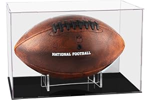 EVRON Clear Football Display Case,Memorabilia Display Box Cases for Football or Memorial Sports Gloves,with Steel Brackets Hanger & Removable Interior Football Display Stand(11.8x7.9x7.9 inch; 30x20x20 cm)