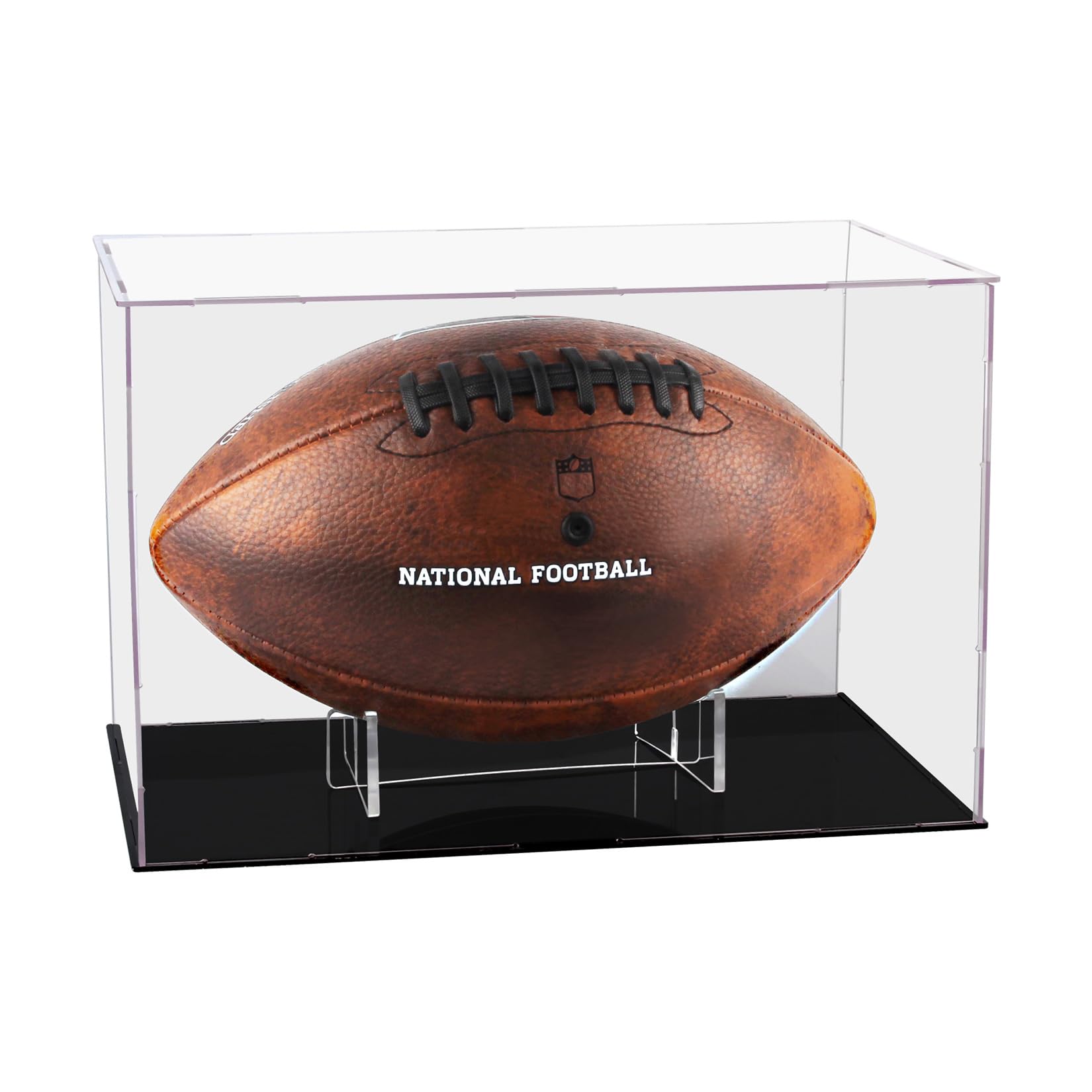 Photo 1 of ***USED AND DIRTY ***6Clear Football Display Case,Memorabilia Display Box Cases for Football or Memorial Sports Gloves,with Steel Brackets Hanger & Removable Interior Football Display Stand(11.8x7.9x7.9 inch; 30x20x20 cm)
