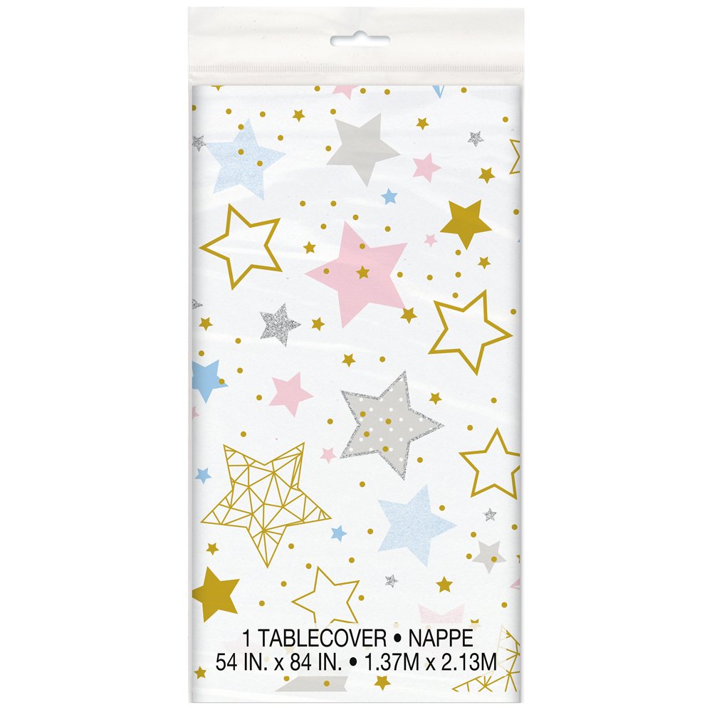 Multicolor Twinkle Little Star Rectangular Plastic Table Cover (137cm x 213cm) 1 Piece - Perfect for Parties and Events — image 1