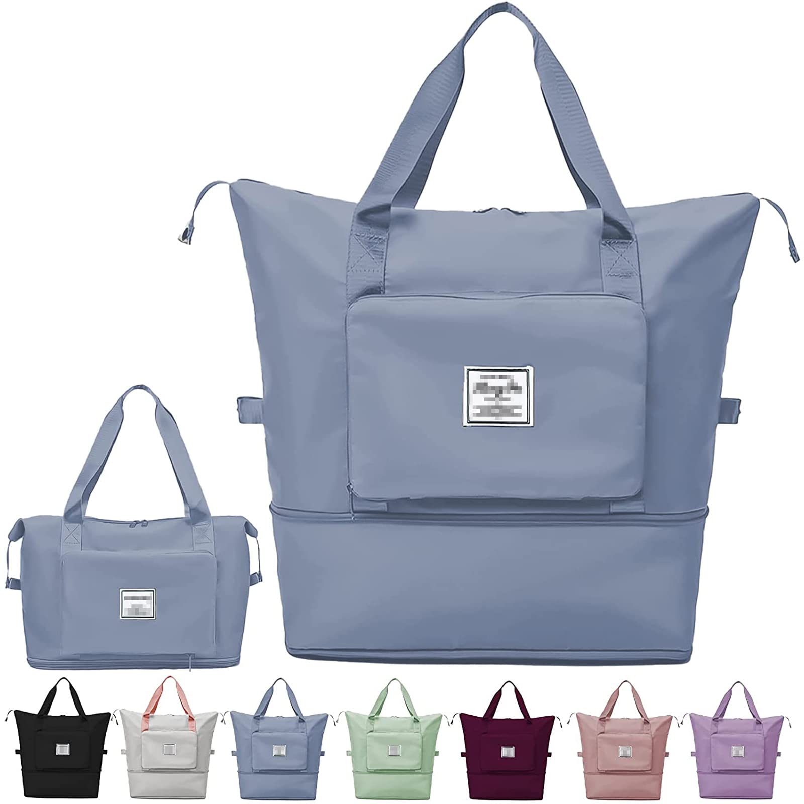 Large Capacity Foldable Travel Bag Portable Foldable Lightweight Waterproof Oxford Fabric Weekend Sports Gym Holiday Bag, Blue