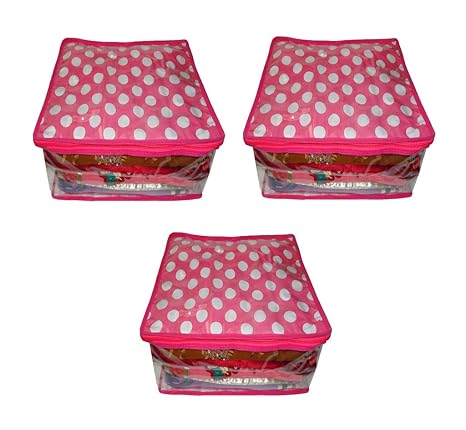 Buy Atorakushon 3 Piece Transparent Boby Pink Saree Cover Garments