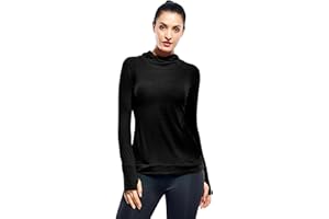 Zengjo Womens Lightweight Hoodie Pullover-Hooded Long Sleeve Running Yoga Workout Tops for Women-Cowl Neck&Thumbhole