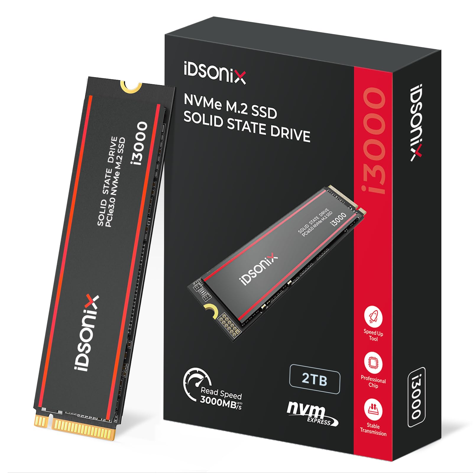 Photo 1 of iDsonix M.2 SSD 2TB, PCIe Gen3x4, Speed Up to 3,100 MB/s, NVME SSD M.2 2280 with 3D NAND Flash and Heatsink, Internal Soild State Drive 2TB SSD for Laptop, Desktop and PC