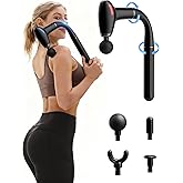 3-in-1 Massage Gun with Upgraded Extension Handle,Back Massager for Pain Relief, Portable Percussion Muscle Massager for Shoulder, Thigh, Waist & Neck Shoulders Waist Arm Legs Foot, 4 Replaceable
