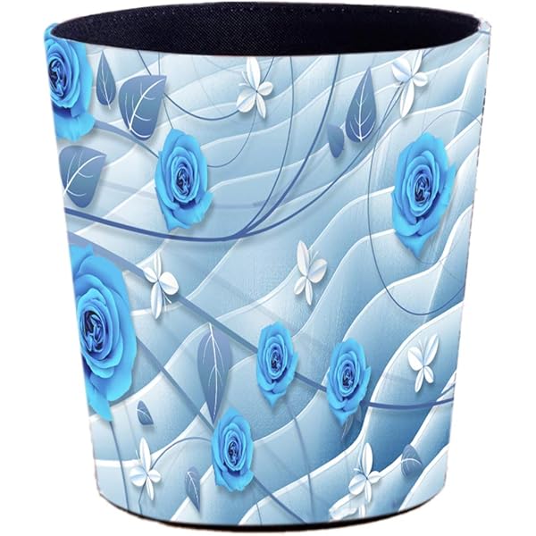 Waste Paper Bin for Bedroom Blue Butterfly Kitchen and Office OVERWELL
