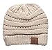 Women's Winter Warm Variety Colors Cable Knit Slouchy Skull Beanie Cap Hat with Hair Tie