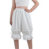 Nuoqi White Bloomers for Women Long Pantaloons Victorian Ruffle Shorts