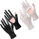 Hercicy 2 Pairs Women UV Sun Protection Driving Gloves | UPF 50+, Made of Breathable Ice Silk with Touchscreen Fingers, Anti-slip Hollow Palm, and Stretchy Flexible Fit.