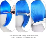 Aomig 3 Pack Short Light Blue Wigs Set with 2 Caps Synthetic Cosplay view 5