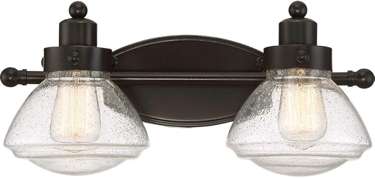 Quoizel Sch8602pn Scholar Glass Schoolhouse Vanity Wall Lighting 2 Light 200 Watts Palladian Bronze 8 H X 18 W Amazon Com