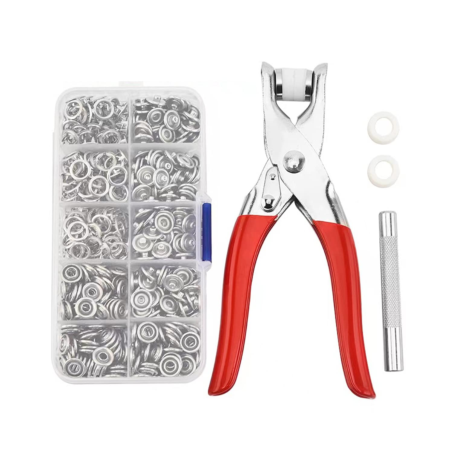 100 Sets Metal Snaps Buttons, 9.5mm Eyelet Press Studs Kit with Fastener Pliers Press Tool Kit Perfect for DIY Clothes Hats Crafting and Sewing