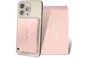 Clutch Pro Portable iPhone Charger for Travel 5000 mAH TSA Approved Magnetic Airplane Safe Portable Charger only Compatible with iPhone 14 & Older Devices with Built-in Lightning Cable 3.7 oz - Pink