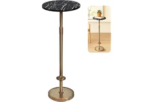 Verssure Martini Table Height Adjustable, Drink Tables for Small Spaces, Round Side Table, Tiny Side Tables for Living Room, Bedroom, Cocktail, Black (Black)