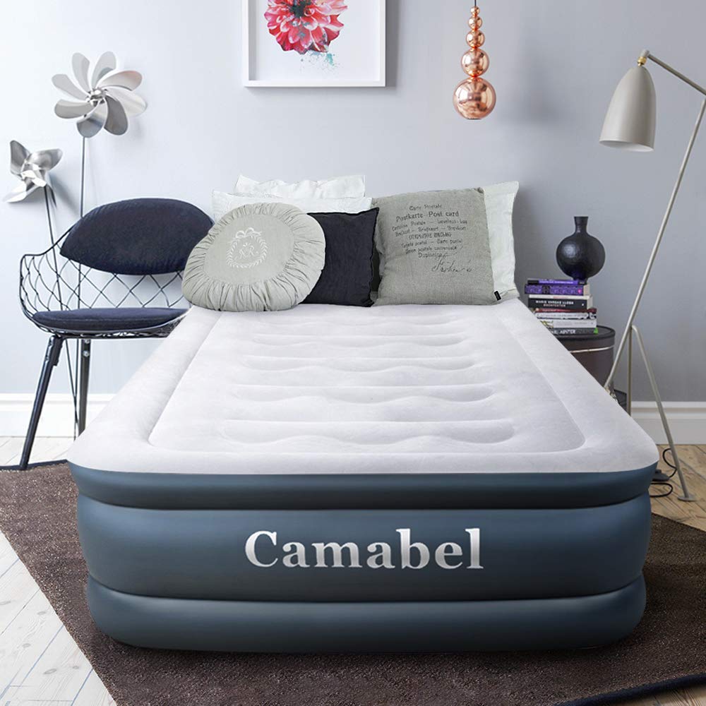 18 Inch Double High Twin Air Mattress With Built In Pump For Guests Inflatable Mattress With Electric Pump Elevated Airbed With Flocked Top Camping Blow Up Mattress With Storage Bag Amazon In Camping Air Mattress With Built In Pump