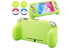 YoRHa Handle Grip Soft Silicone Rubber Protective Cover Case (Apple Green) x 1 and Thumbsticks x 4 for Nintendo Switch Lite - 9.2019 Slim Model