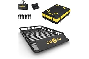 Garvee 46" x 36" Universal Roof Rack Cargo Basket, 200LBS Capacity Heavy-Duty Rooftop Carrier with 15 Cubic Ft Waterproof Bag