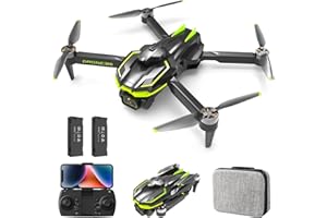 HONIVON Drone with Camera 1080P HD for Beginners, Brushless Motor Drone with 45 Mins Long Flight Time Altitude Hold Obstacle Avoidance RC Quadcopter Toys Gifts For Kids Adults, Green