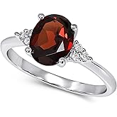 KOKAV 10K White Gold Genuine Garnet 2-1/4 Ct Oval, Diamond Ring. Size 7