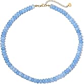 zocare Beaded Necklace for Women,Natural Gemstone Necklace for Women,Colorful Bead Choker Necklace Handmade Surfer Beach Necklace Trendy Jewelry Gift for Women