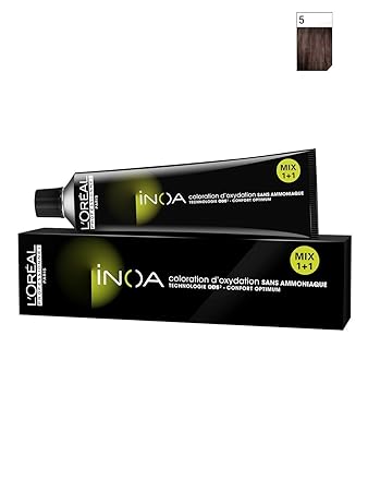 L'Oreal Professional Inoa Hair Colour Tubes-3 Tubes*No 5 (Light Brown) + 1 Pc Of Inoa Developer 20 Vol (6%) 1000 Ml
