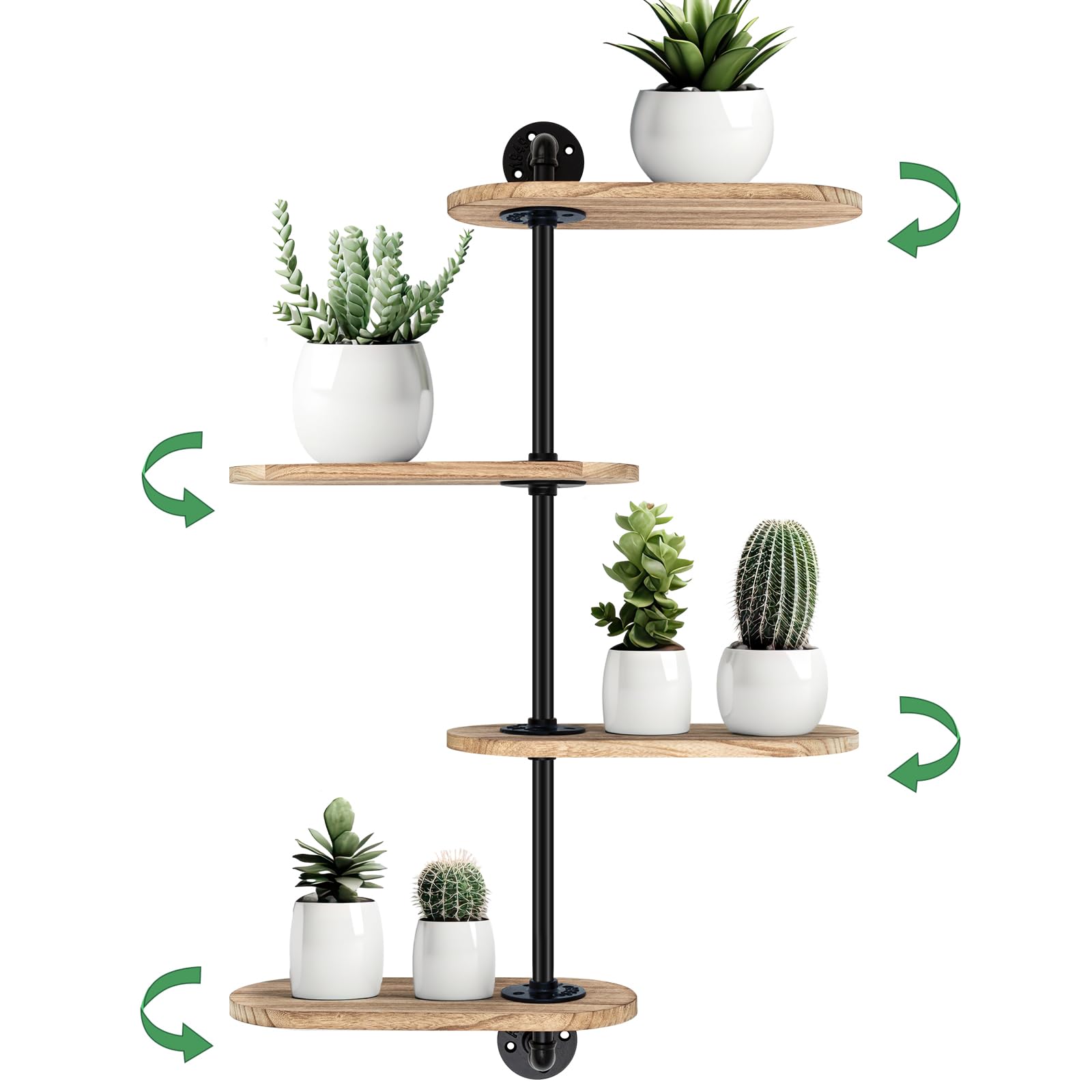Photo 1 of Wenqik 4 Tier Rotating Window Plant Shelves 15.7 Inch Wooden Window Shelf for Plants Wall Mounted Indoor Hanging Plants Shelf Stand to Enhance Optimal Light Exposure Your Home Decor(Classic Color)