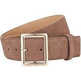 TILAFEYO Women‘s Wide Belt With Gold Buckle Casual Genuine Leather Suede Belts for Jeans Dress Belt