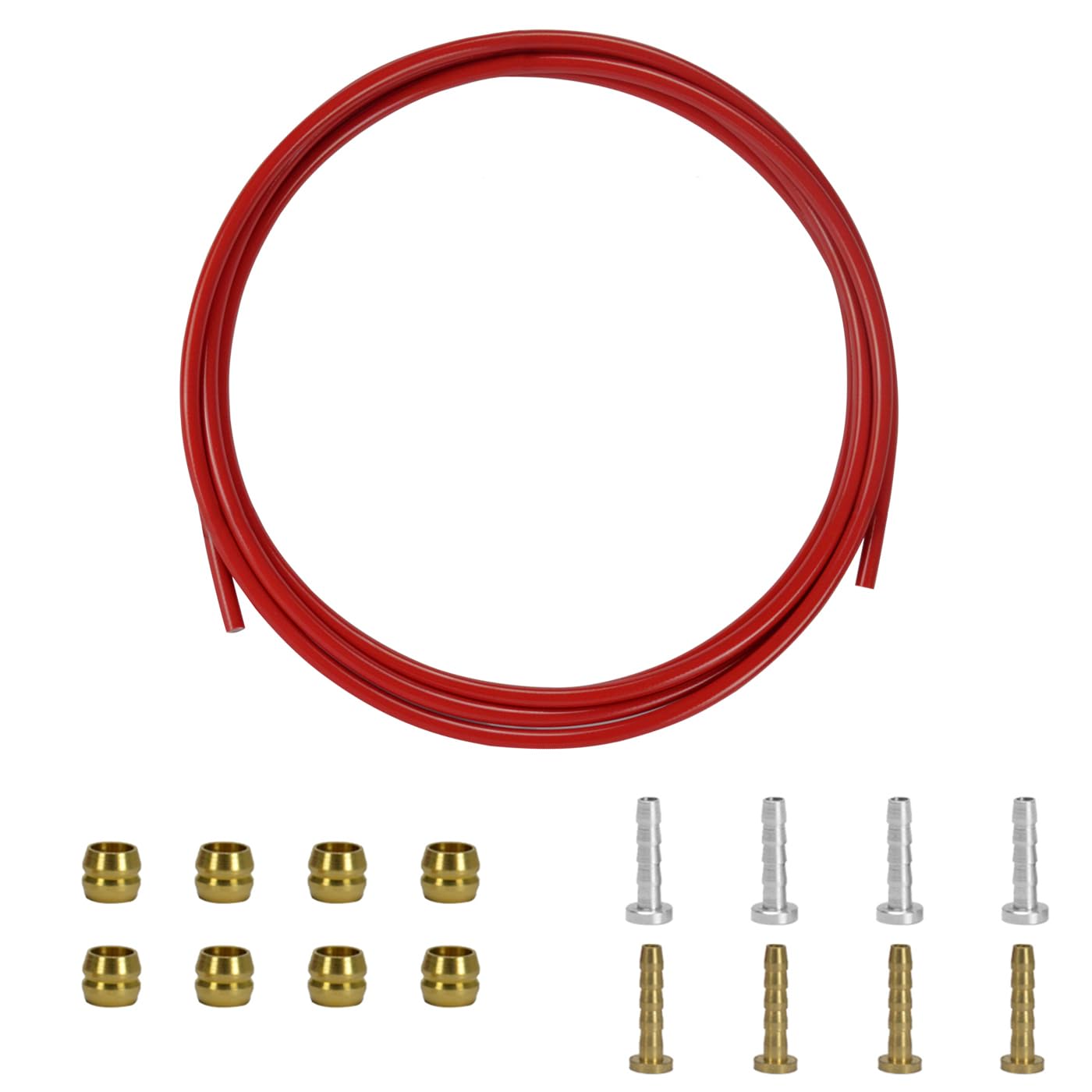 BESNIN Hydraulic Brake Hose Kit 2.5m/8.2ft Bike Disc Brake Oil Tube with Olives and Barbed Inserts, Bicycle Hydraulic Brake Hose Set for BH59 BH90 Road Bike, MTB (Red)