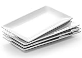 DOWAN 12" Rectangle Plates Set of 4 - White Serving