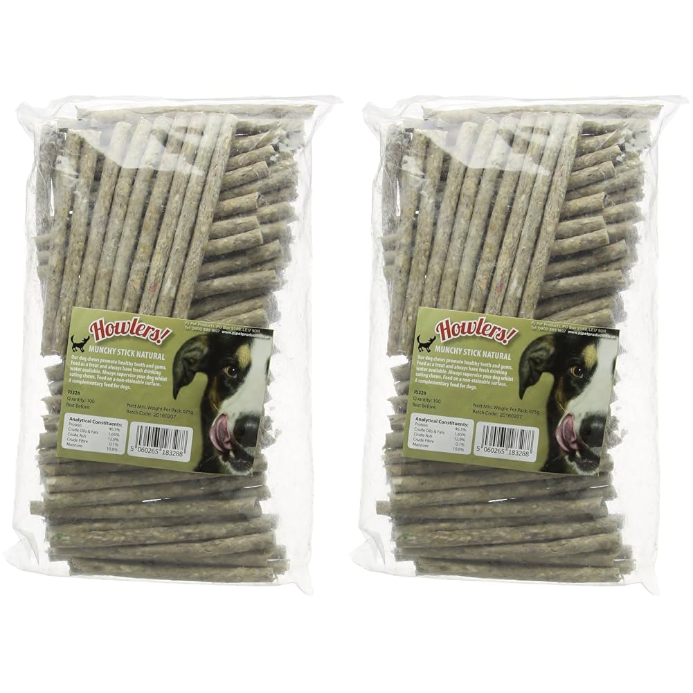 HOWLERS Natural 12.5cm Pack of 200 Rawhide Dog Chew Munch Sticks | Natural Dog Chews Stick For All Dogs | Delicious Dog Chew Sticks For Your Furry Friend