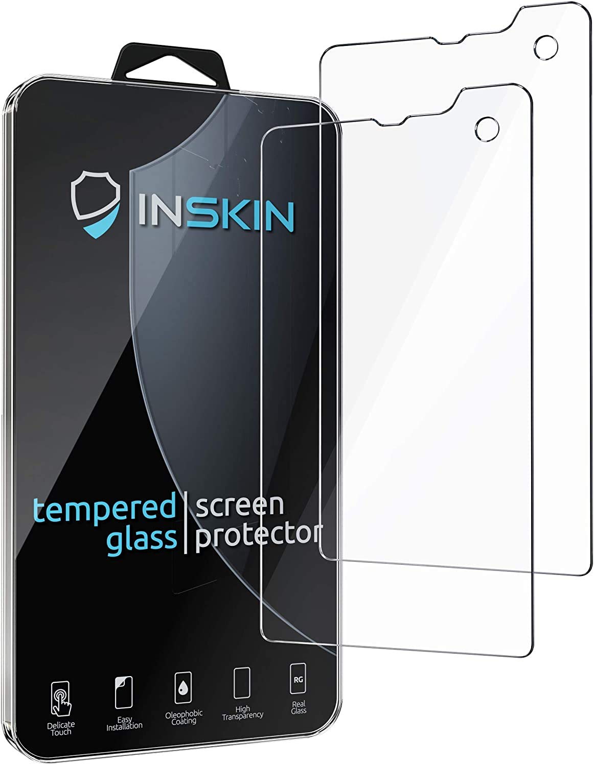 Inskin Case-Friendly Tempered Glass Screen Protector, fits Sonim XP8 5.0 inch [2018]. 2-Pack.