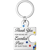 DRMNPKT Team Appreciation Gifts for Employees Coworkers, Thank You Keychain for Staff Colleague, Best Team Ever Gifts Thank You for Being an Essential Piece of Our Team Puzzle Piece Metal Keychains