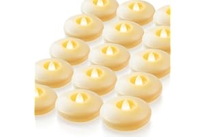 Homemory 24 Pack 3” Flameless Led Floating Candles, 200 Hour Battery Operated Flickering Waterproof Tealights for Cylinder Vases, Centerpieces at Wedding, Party, Pool, Holiday (Ivory Base)