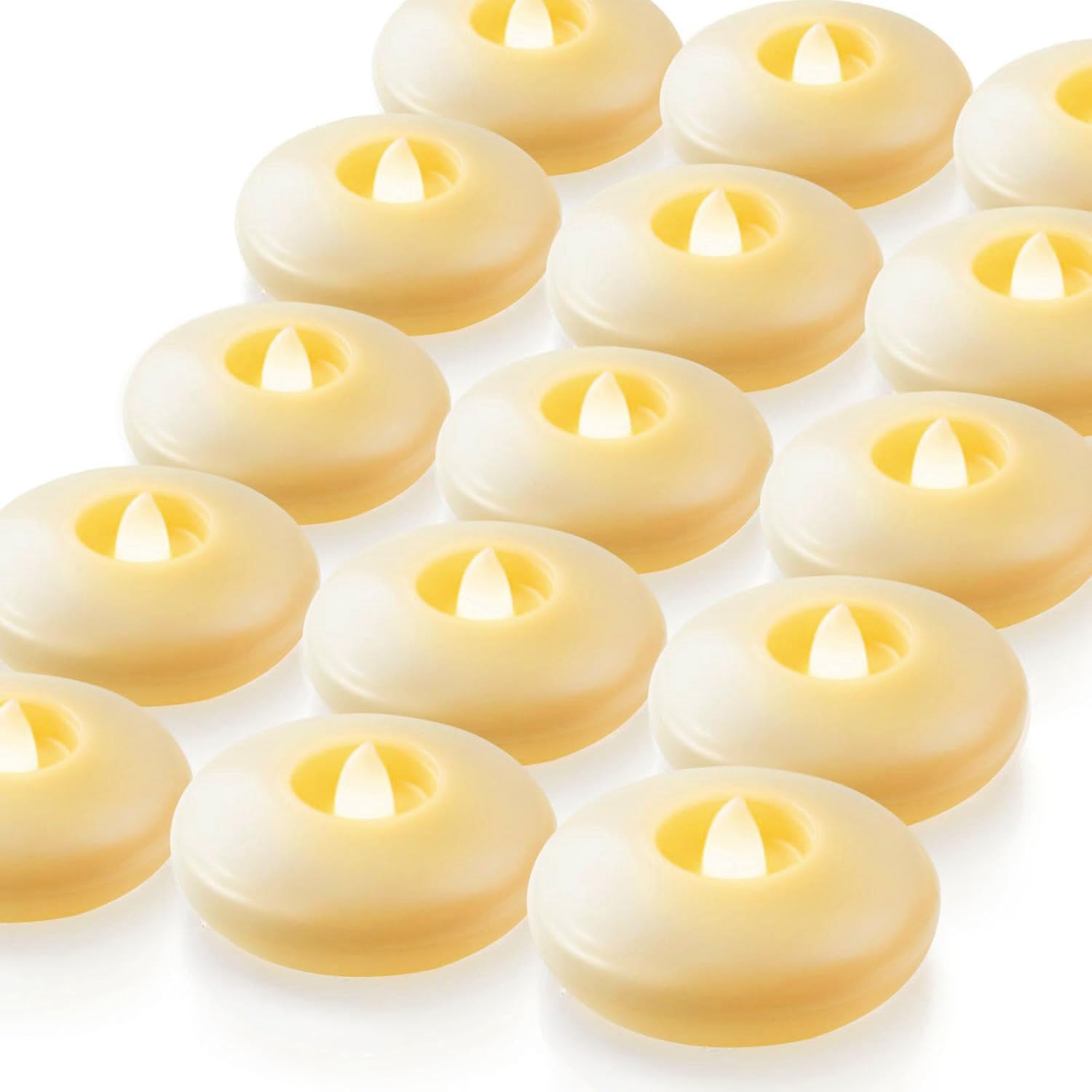Photo 1 of Homemory 24 Pack 3” Flameless Led Floating Candles, 200 Hour Battery Operated Flickering Waterproof Tealights for Cylinder Vases, Centerpieces at Wedding, Party, Pool, Holiday (Ivory Base)LPNPMEK8419201
