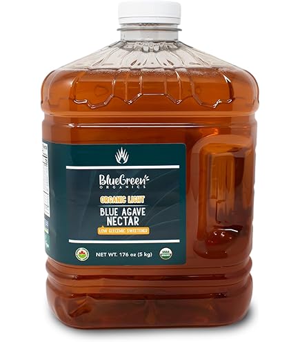 Amazon.com : BLUE GREEN ORGANICS Raw Blue Agave Syrup  176 oz Bulk Size   Natural Low Glycemic Sweetener for Coffee, Baking & Cooking, Organic,  Vegan, Non-GMO : Grocery & Gourmet Food