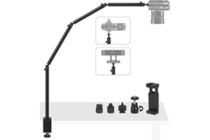 Obeamiu Overhead Camera Mount Desk Stand, 40'' Articulated Arm DSLR Desk Mount with 3/8'' 5/8'' Screw, C Clamp Tabletop Stand for Podcasting/Ring Light/Blue Yeti Nano/Webcam