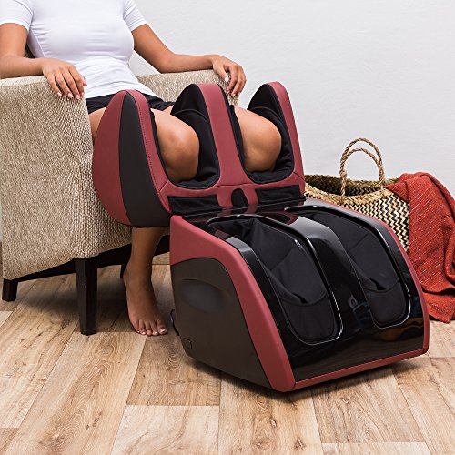 GLOBAL RELAX | VITALZEN PLUS Electric Massager for Feet, Legs, Thighs and Knees | Red I 3 Intensities and Massage Modes I Compression I Heat | Pain Relief | Relaxation
