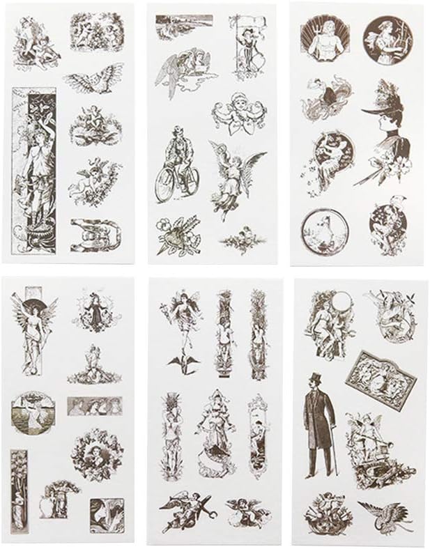 Kanggest 6 Pcs Diary Stickers Greek Mythology Pattern Calendar Stickers Envelope Decoration Photo Journal Albums Notebook Decoration Scrapbooking Washi Paper