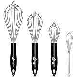 HOTEC 4 Pieces Stainless Steel Whisks Set, Wire
