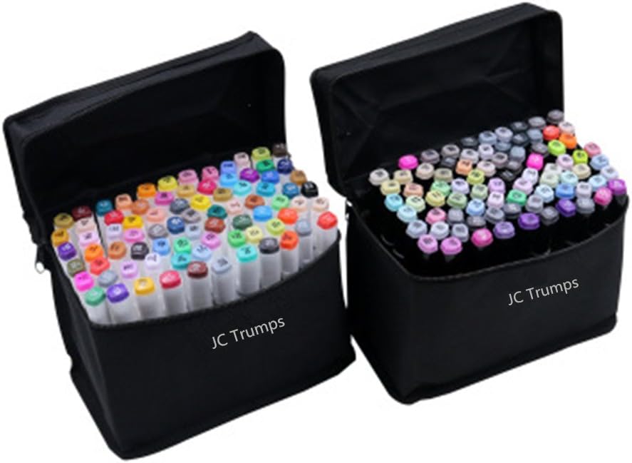 Graphic Marker Pen - Animation Design many Colours - Double Ended Finecolour Sketch Marker Broad and Fine Point Tip with Black Bag (80 Colors (black))