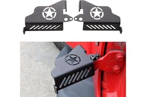 JHD-TOGO Foot Pegs for Jeep Wrangler,Door Hinge Foot Pegs Rest Pedal,Steel Kick Panel Fit for for Jeep Wrangler JK JKU JL JLU 2007-2024 Jeep Gladiator JT Accessories,Star(2 PCS,Black)