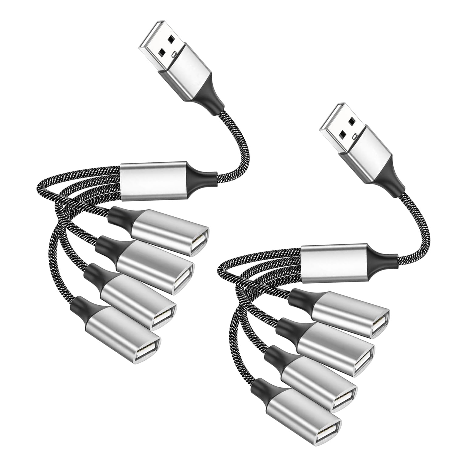 Photo 1 of (2-Packs) USB Splitter Hub 4-Port, USB 2.0 Multi-Port Adapter for Charging and Data Transfer, Compatible with Laptop, PC, Printer, U Disk, Keyboard, TV, Tesla Model 3