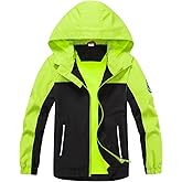 SHIBASHAN Boys Rain Jackets Waterproof Fleece Hooded Lightweight Windbreaker Coats for Kids