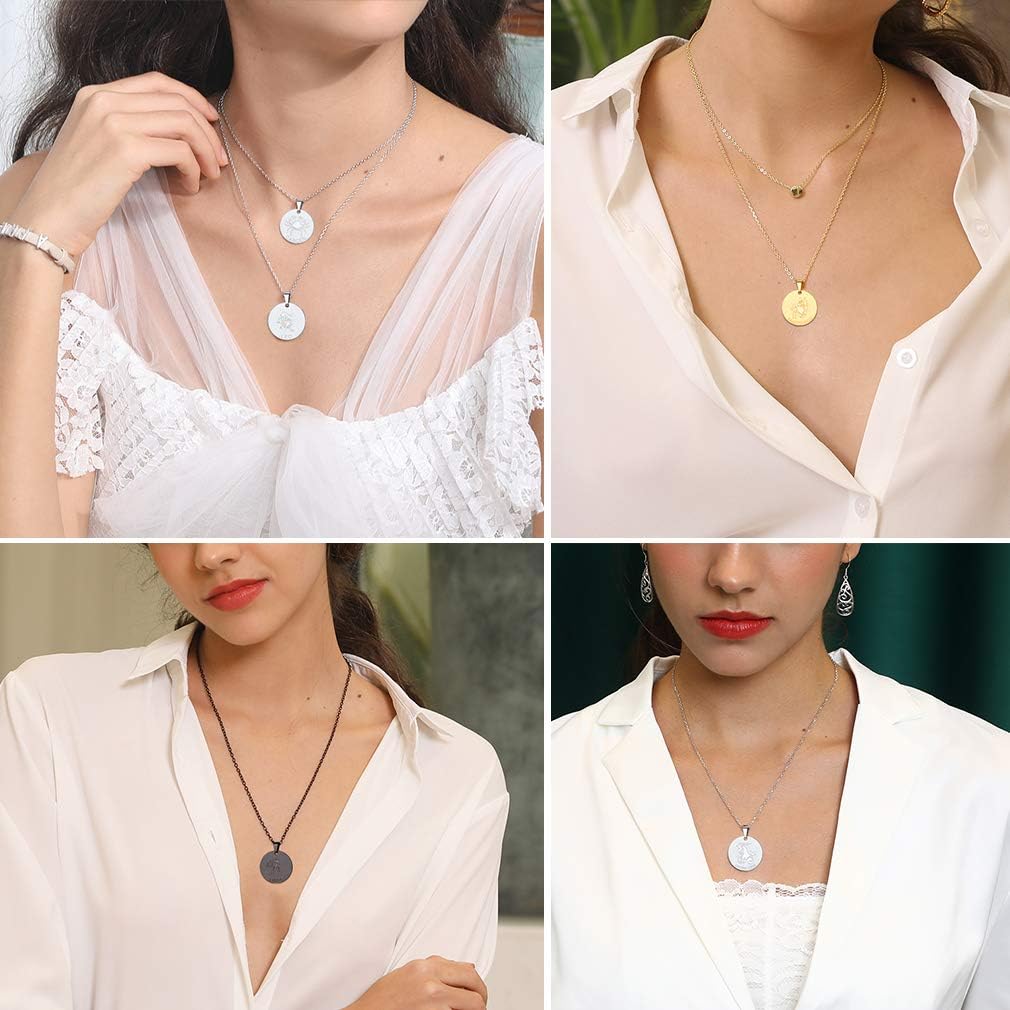 Custom4U Women's Constellation Necklaces-Leo Zodiac Horoscope Jewellery Coin Charm Pendant Astrological Birthday Gifts - Image 3