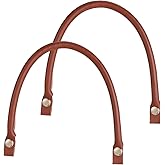 2 Pcs Leather Purse Handles for Handbags 0.6" Wide 15.7" Length Leather Purse Handles Replacement Brown PU Purses Straps with Button for Handbag DIY Bag Accessories