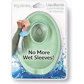 LiquiBands Face Washing Wristbands - Original Drip Catch Cuffs (Green, S/M) | Keeps Sleeves Dry During Skincare, Baths, &amp; Dishes, Includes 1 Pair / 2 Cuffs, Reusable &amp; Dishwasher Safe, Designed in USA