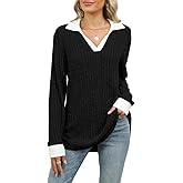 Aygience Womens Long Sleeve Shirts Fashion Fall Tops Blouses Sweater Dressy Business Casual Outfits