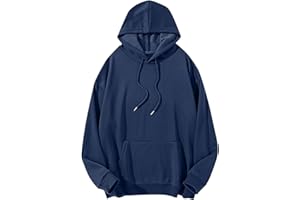 TYISZIL Hoodies for Men Plain Plus Size Drawstring Sweatshirt Casual Long Sleeve Pullover Hoodie with Pocket Fall Outfits